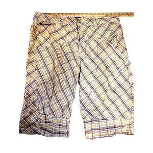 COOGIE Shorts🔥40 Mens Cargo Cotton Yellow Plaid BIg Buttons Baggy Summer‎ Pants